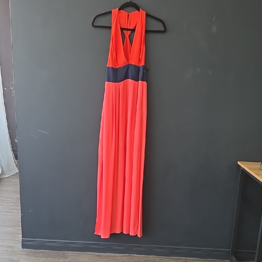 BCBGMaxAzria Vibrant Red and Black Maxi Dress